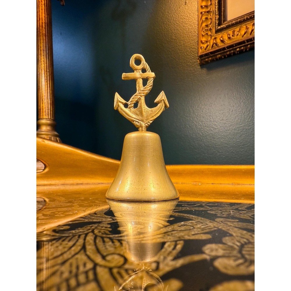Vintage Brass Anchor Bell: 3.5" Nautical Maritime Decor